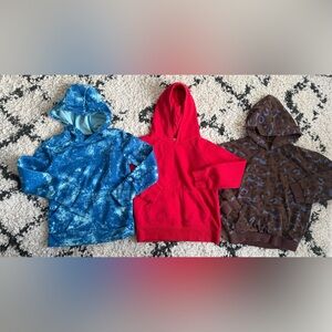 Kids' Hoodie Trio - Blue, Red, and Brown Size 6/7
